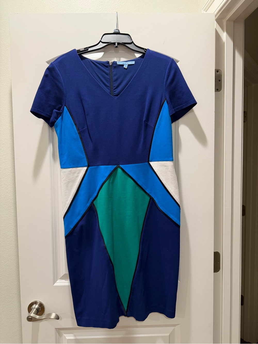 Antonio Melani Colorblock Sheath Dress in Navy, Teal & Blue